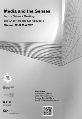 Flyer Network Meeting Vienna Bild.jpg Flyer vom vierten Netzwerktreffen. Schwarze Schrift auf grauem Hintergrund und geometrische Figur