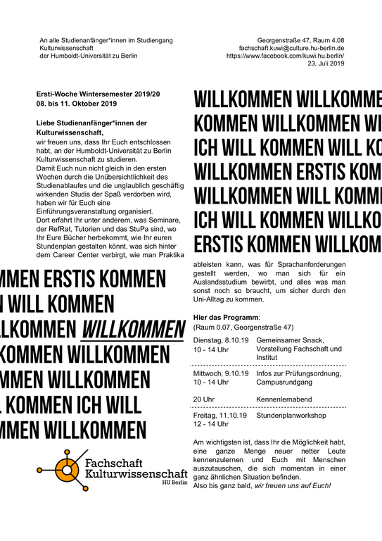 Ersti Woche Wintersemester 2019 20